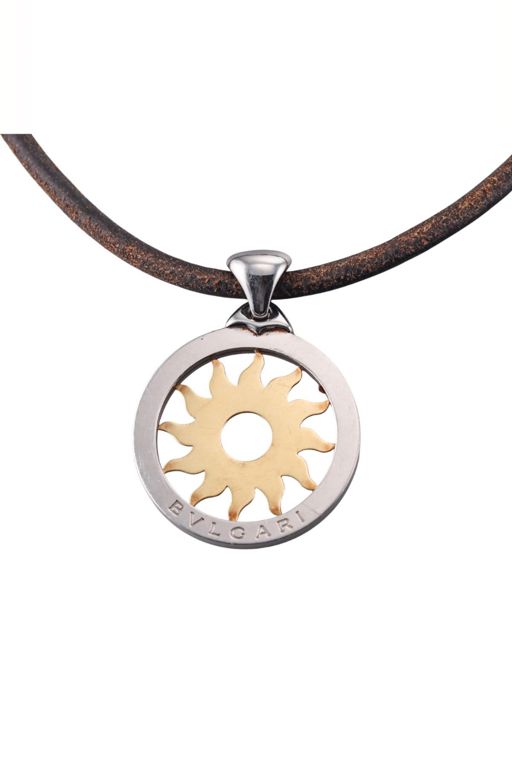 18k Gold Steel Pendant Necklace