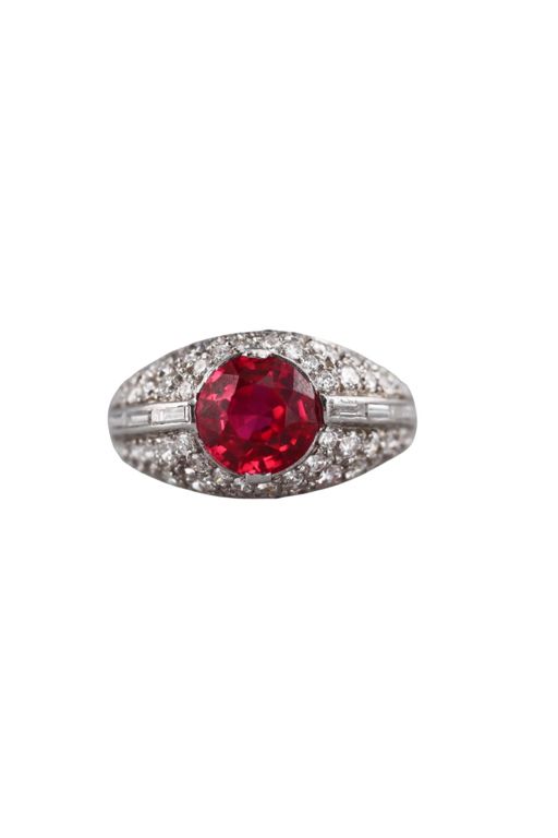 Platinum Diamond and Ruby Ring