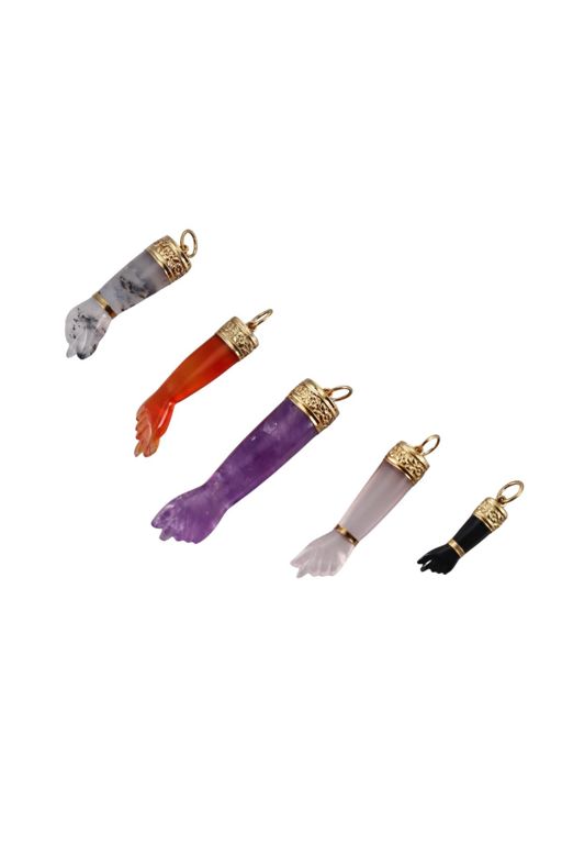 Five 18k Gold Multi-Gem Pendants