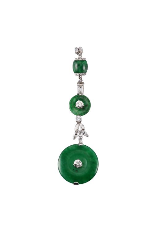 Platinum Diamond and Jade Pendant