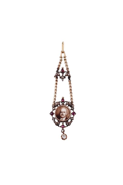 14k Gold, Silver Diamond and Ruby Pendant