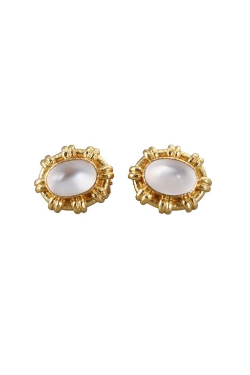 Pair of 18k Gold Moonstone Earrings