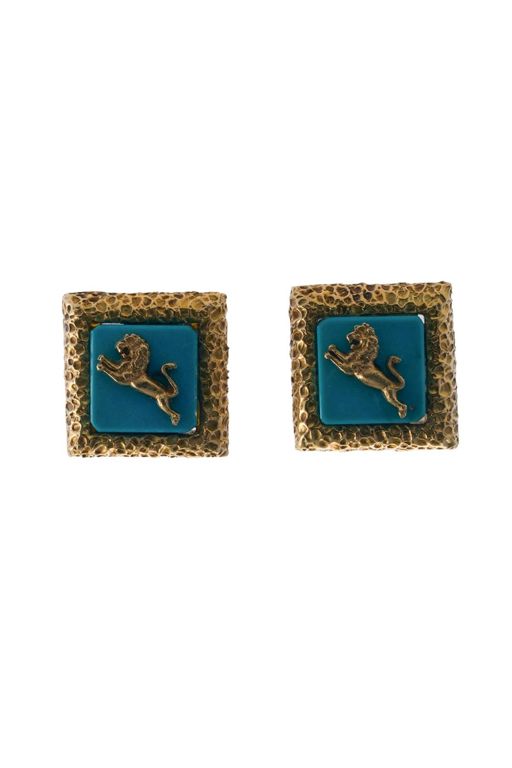 Pair of 18k Gold Turquoise Cufflinks