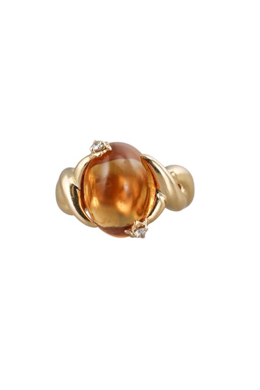18k Gold Citrine and Diamond Ring
