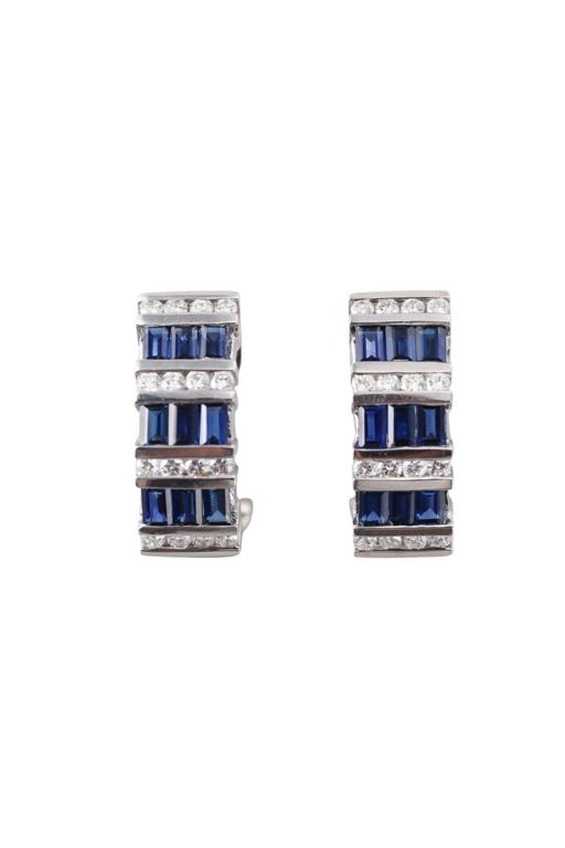 18k Gold Diamond and Sapphire Earrings