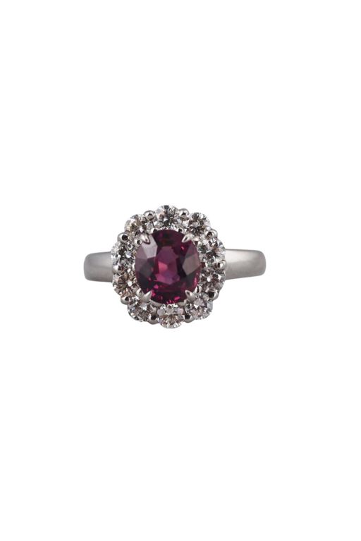 Platinum Spinel and Diamond Ring