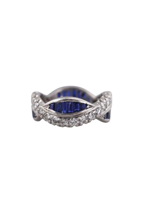 Platinum Diamond and Sapphire Ring