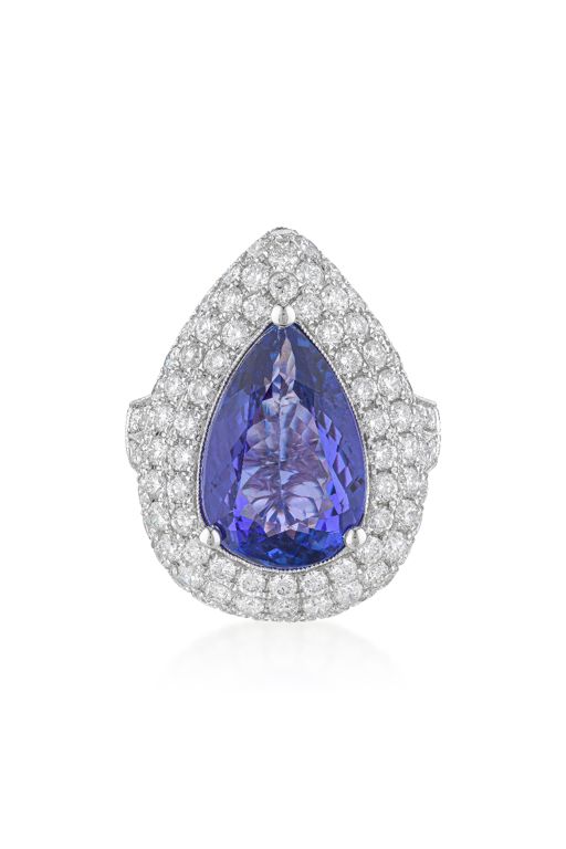 18k Gold Tanzanite and Diamond Ring