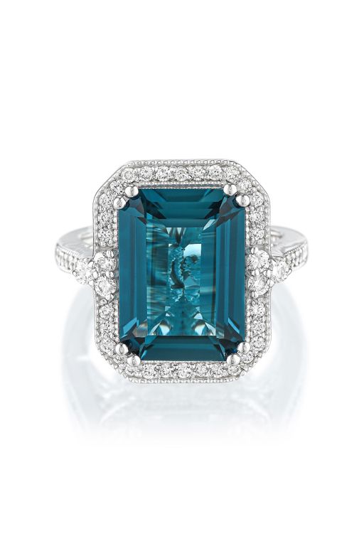 14k Gold Topaz and Diamond Ring