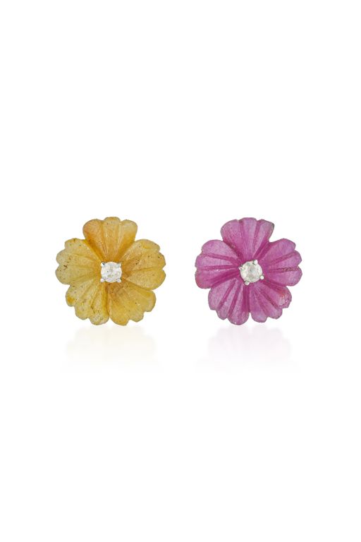 Pair of 14k Gold Sapphire and Diamond Earrings