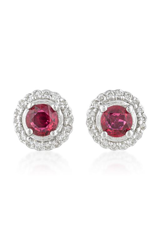Pair of 14k Gold Ruby and Diamond Earrings