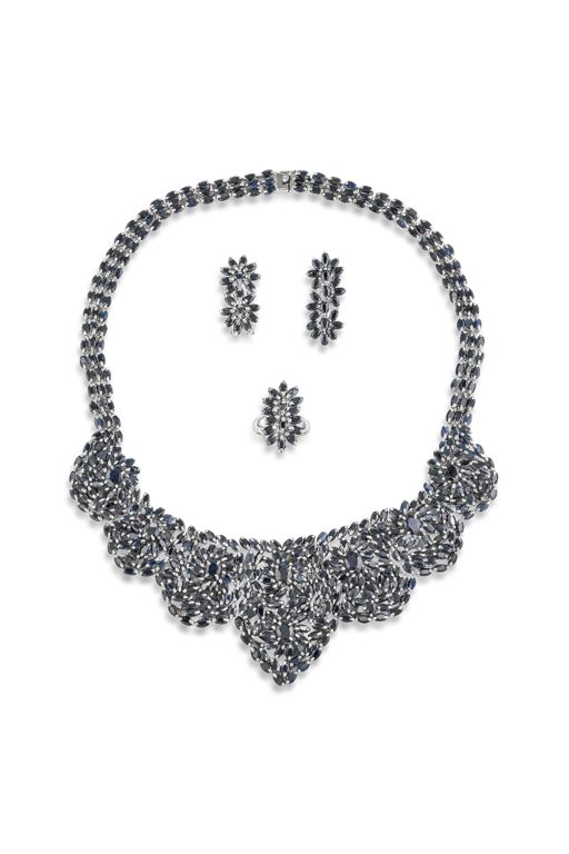 Silver Sapphire Jewelry Set