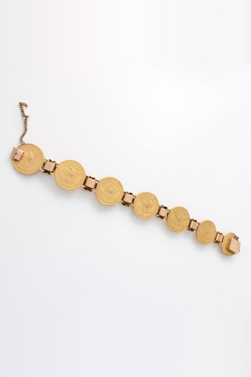 14k Yellow Gold Pearl Coin Bracelet