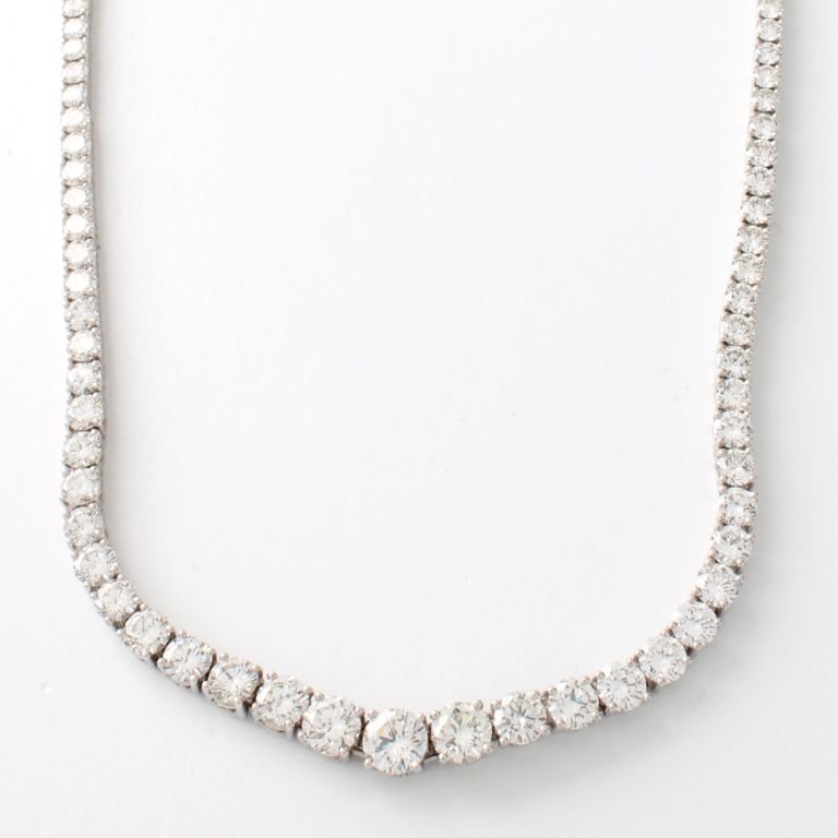 18k White Gold Diamond Riviera Necklace