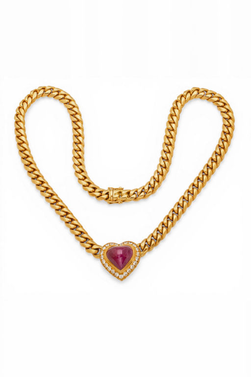 18k Gold Ruby and Diamond Necklace