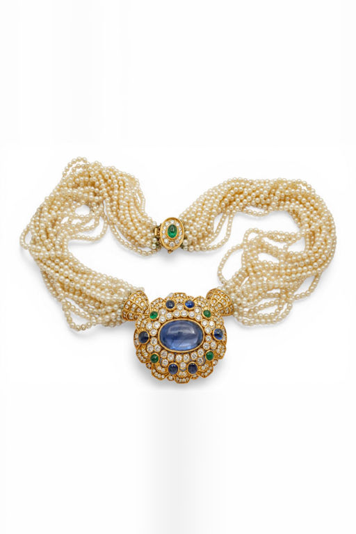 18k Gold Multi-Gem and Diamond Necklace