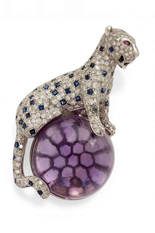 18k Gold Multi-Gem and Diamond Brooch