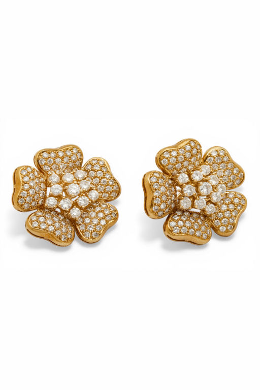Pair of 18k Gold Diamond Earrings