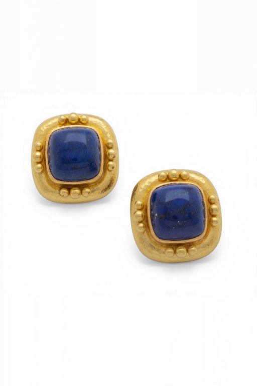 Pair of 19k Gold Lapis Lazuli Earrings