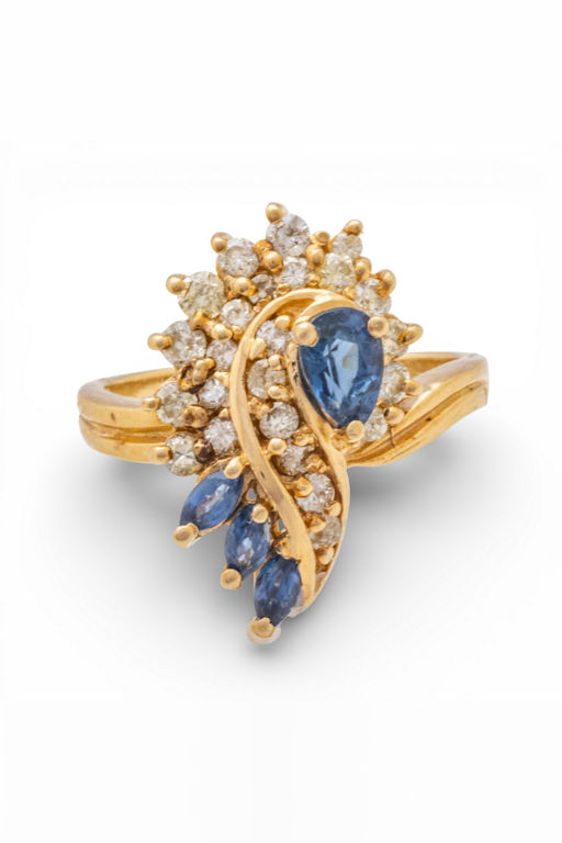 14k Gold Sapphire and Diamond Ring