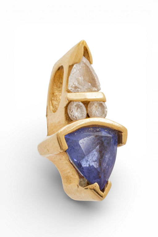 14k Gold Tanzanite and Diamond Pendant