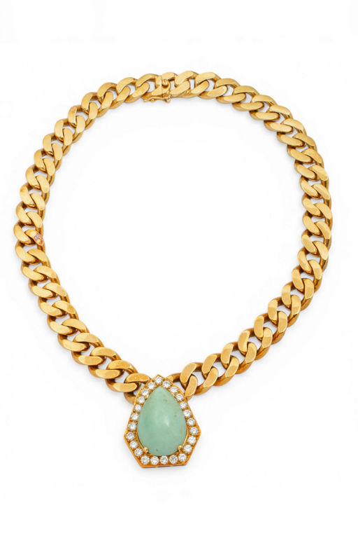 18k Gold Turquoise and Diamond Necklace