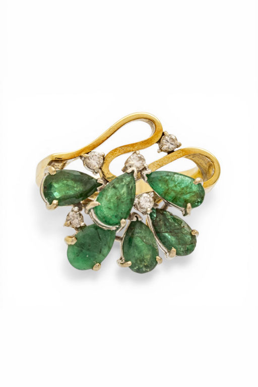 14k Gold Emerald and Diamond Ring
