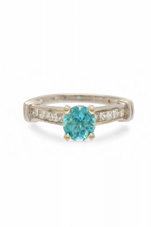 14k Gold Zircon and Diamond Ring