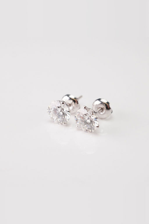 14k White Gold Synthetic Diamond Stud Earrings