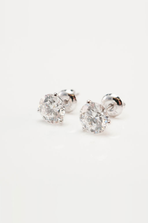 14k White Gold Synthetic Diamond Stud Earrings