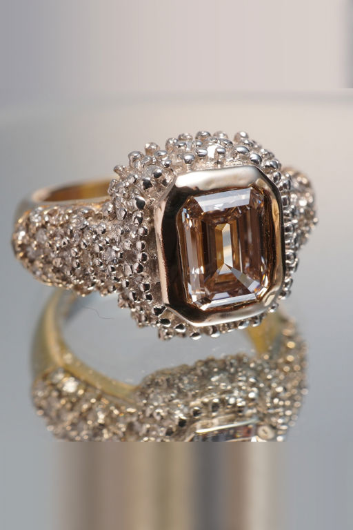 14k Yellow Gold Synthetic Diamond Ring