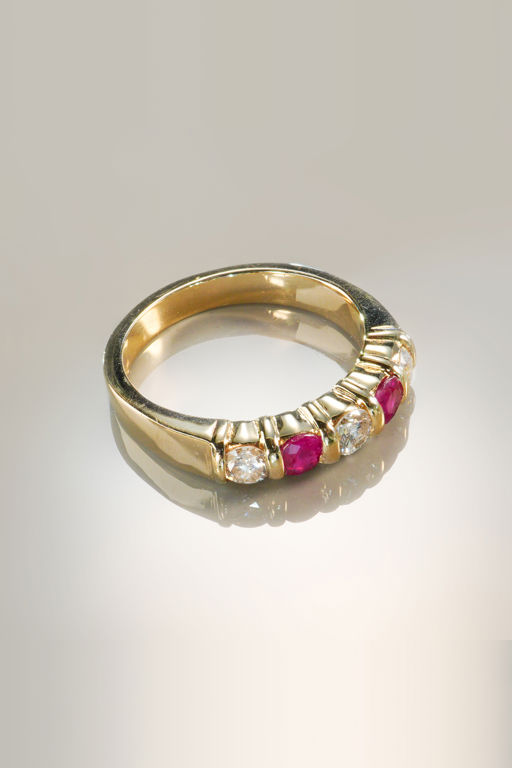 14k Yellow Gold Ruby and Diamond Ring