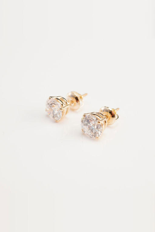 14k Yellow Gold Synthetic Diamond Stud Earrings