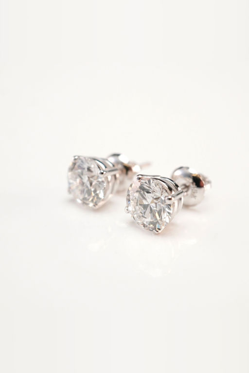 14k White Gold Synthetic Diamond Stud Earrings