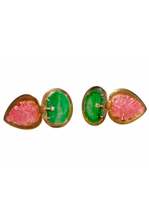 Pair of 14k Gold Multi-Gem Earrings