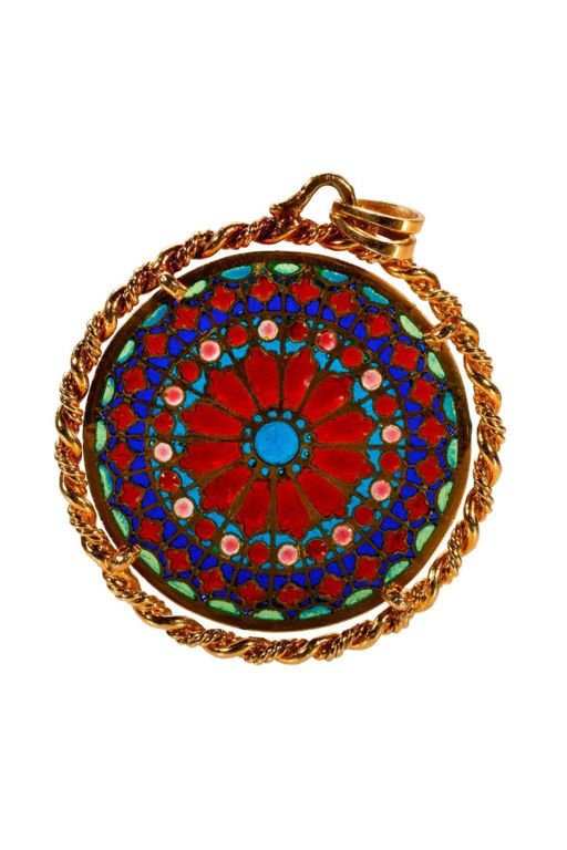 18k Gold Enamel Pendant
