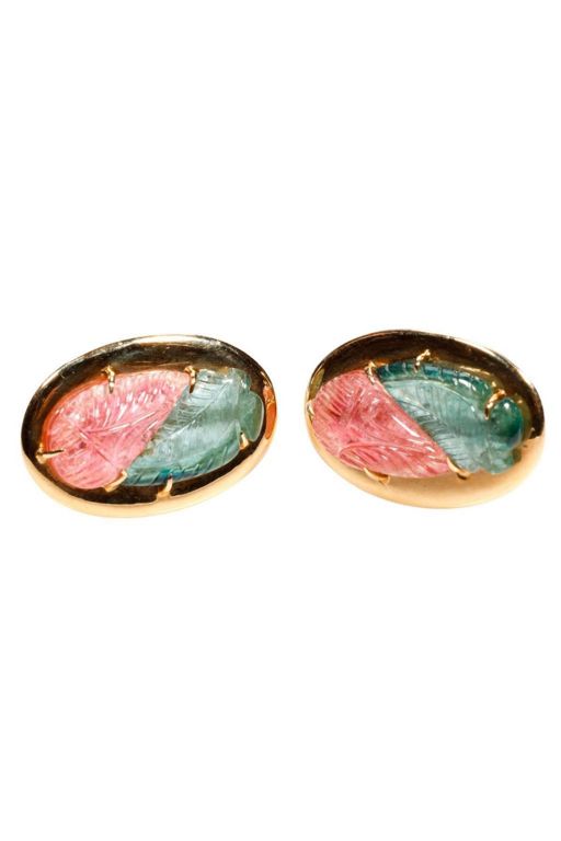Pair of 14k Gold Tourmaline Earrings