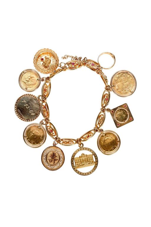 18k Gold Ruby Diamond Charm Bracelet