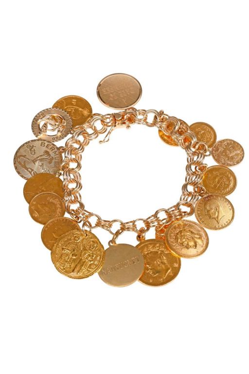 14k Gold Coin Charm Bracelet