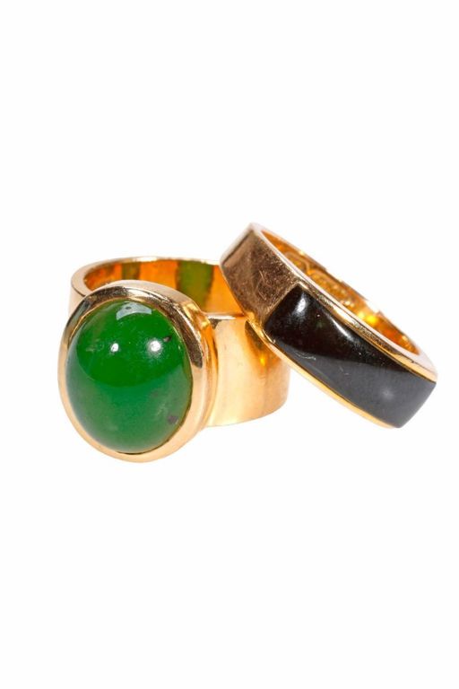 Two 14k Gold Jade Rings