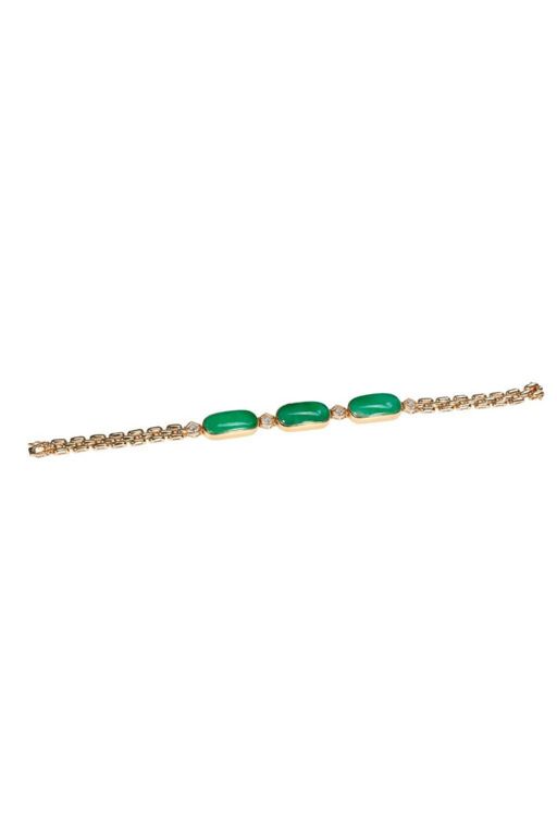 14k Gold Jade and Diamond Bracelet