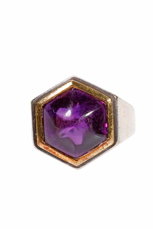 Sterling Silver and 18k Gold Amethyst Ring