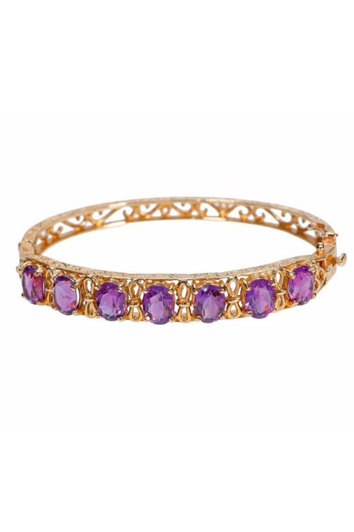 14k Gold Amethyst Bangle Bracelet