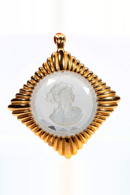 14k Gold Rock Crystal Pendant