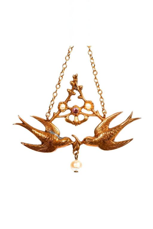 10k, 14k Gold Pearl and Sapphire Necklace