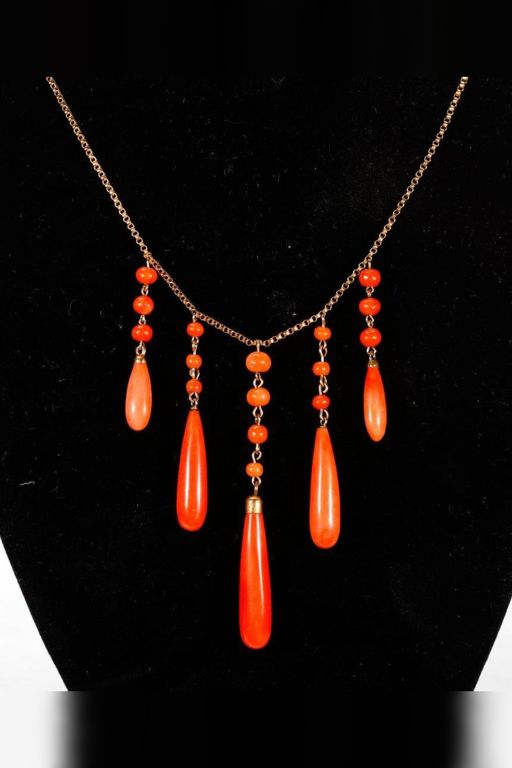 14k Gold Coral Fringe Necklace