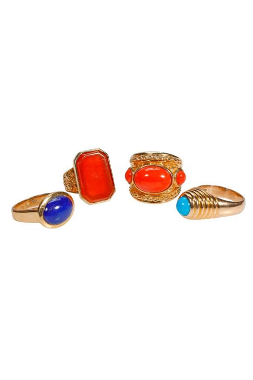 Four 14k Gold Multi-Gem Rings