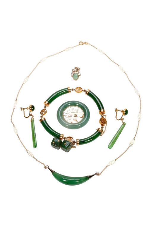 Gold Jade Jewelry Set