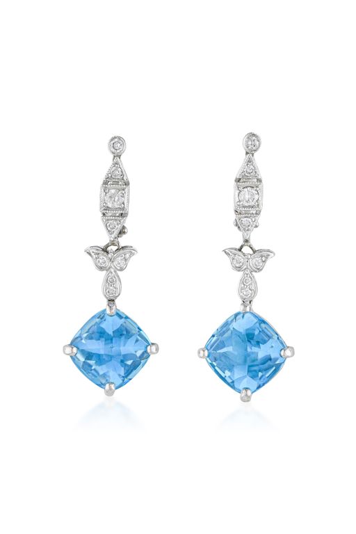 14k Gold Topaz and Diamond Earrings