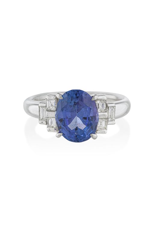 Platinum Tanzanite and Diamond Ring